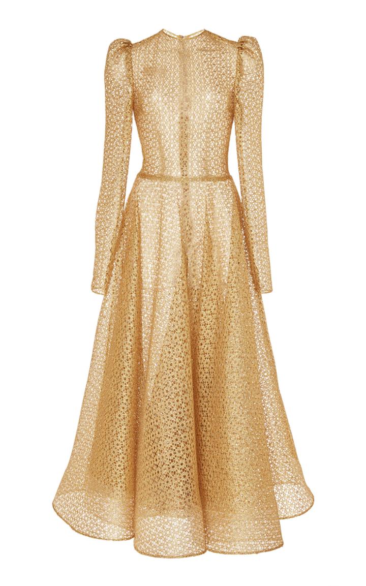 Christian Siriano Filigree Long-sleeve Dress