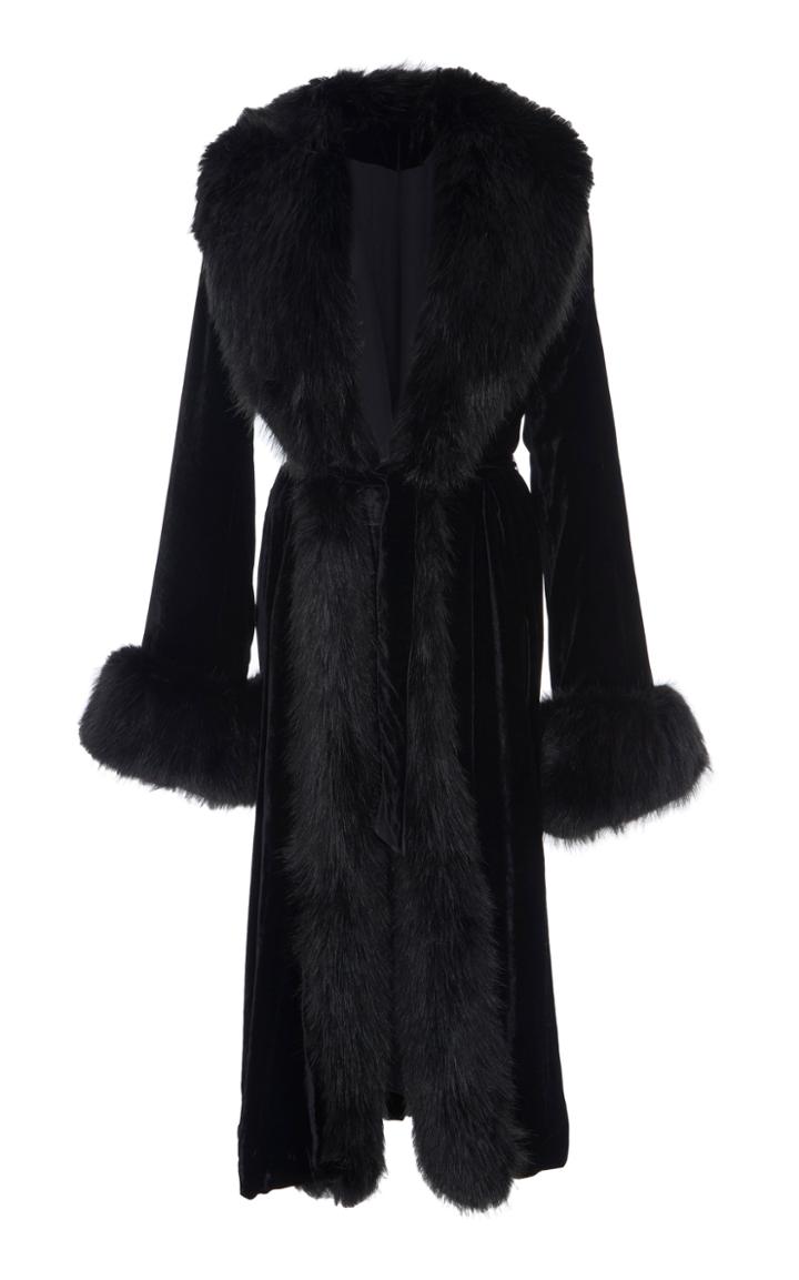 Marei 1998 Powderpuff Velvet Coat With Faux Fur Collar And Cuffs