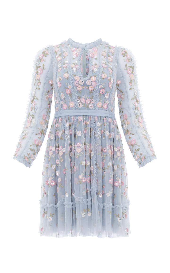 Moda Operandi Needle & Thread Wallflower Embroidered Tulle Mini Dress Size: 6