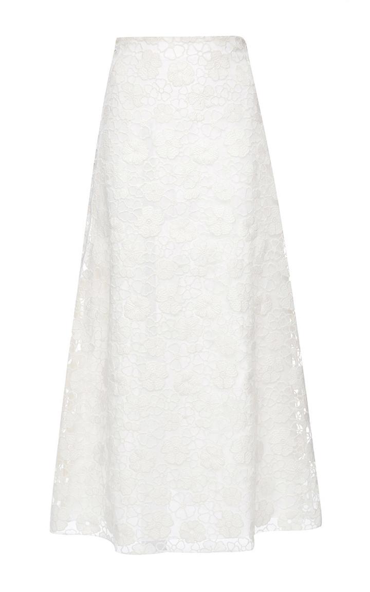 Giamba Floral Wool And Organza Long Skirt