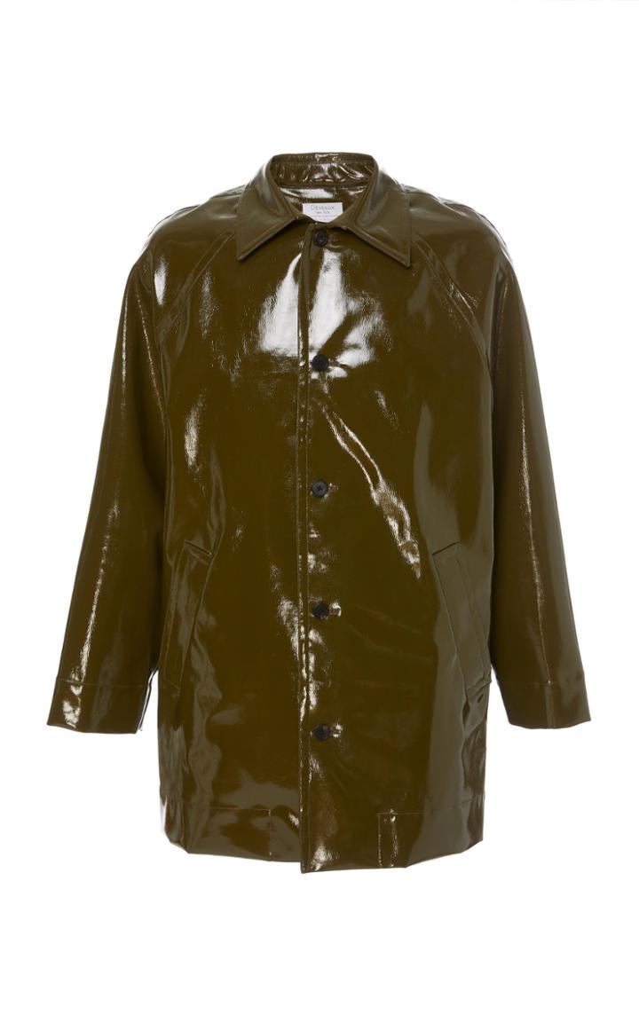 Deveaux Coated Olive Car Coat