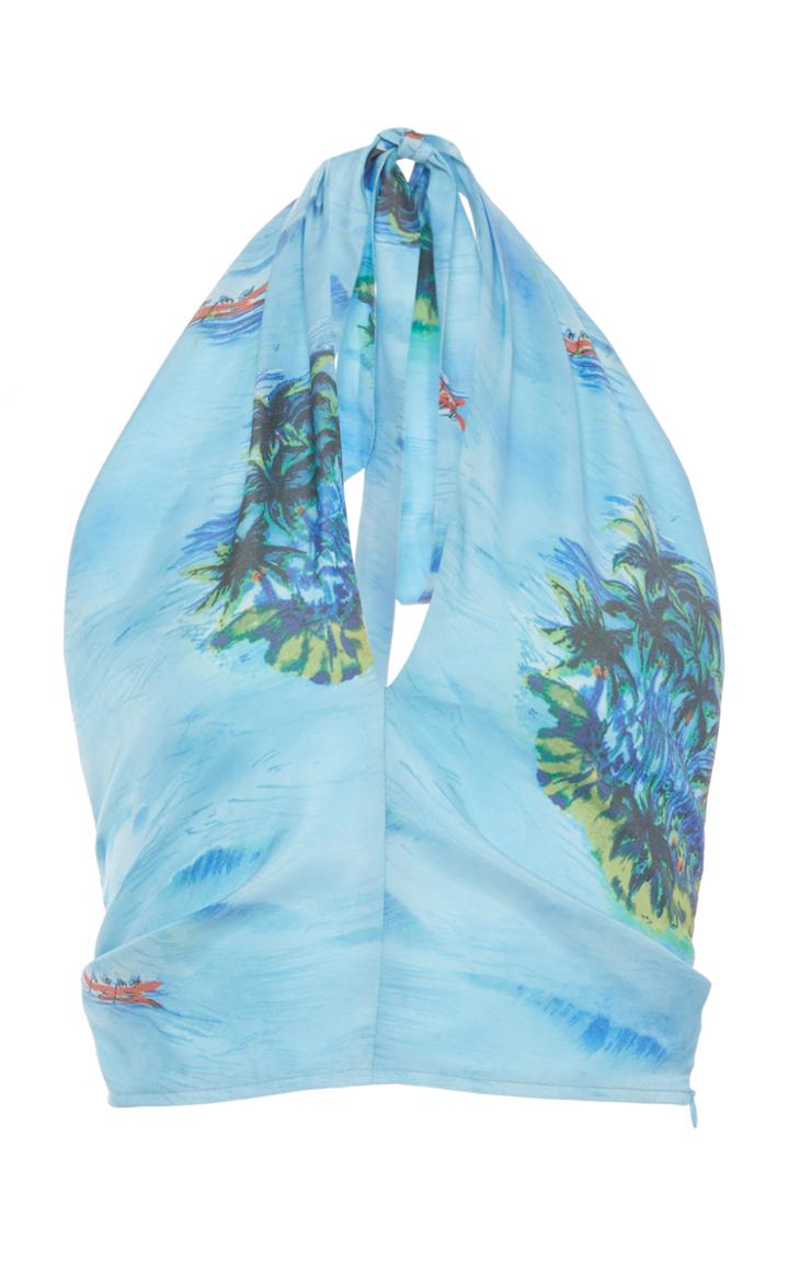 Staud Kai Printed Rayon Halter Top
