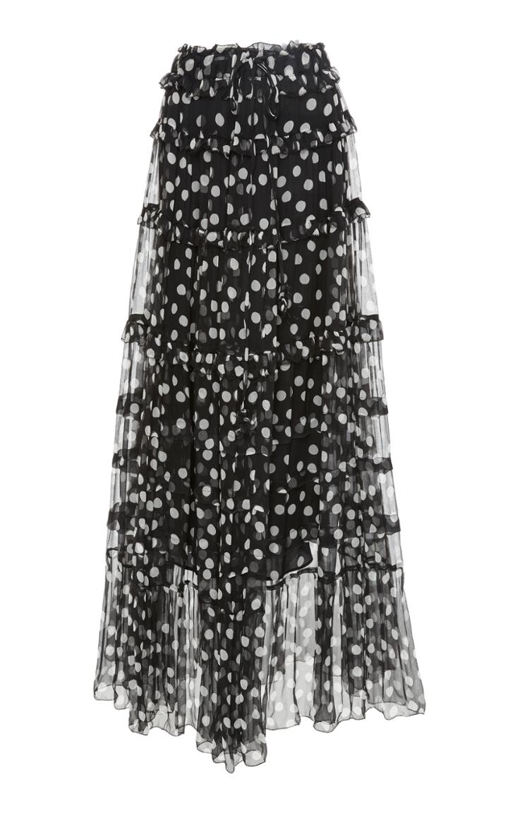 Lee Mathews Mansfield Crinkle Silk Pom Pom Skirt With Slip