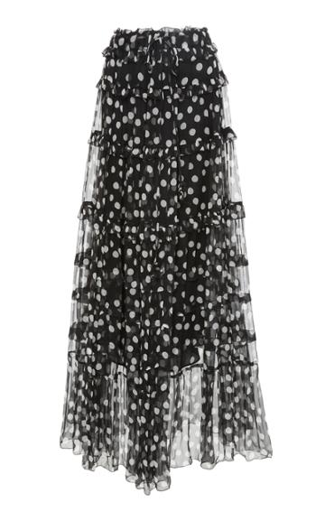 Lee Mathews Mansfield Crinkle Silk Pom Pom Skirt With Slip