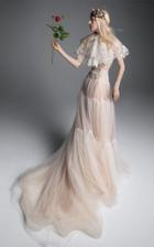 Vera Wang Henrietta Tulle A-line Gown With Macrame Lace Accents And Corset Bodice