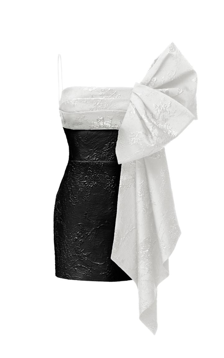 Moda Operandi Rasario Bow-embellished Jacquard Mini Dress