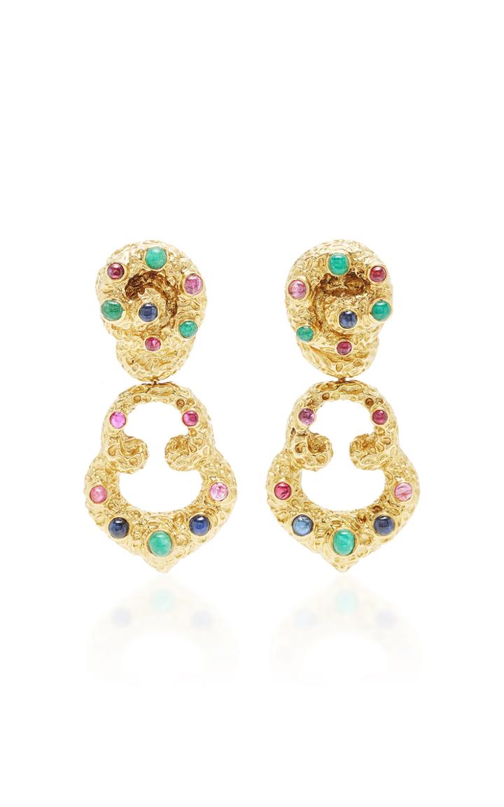 Mahnaz Collection Limited Edition 18k Gold Earrings By Wander France C. 1970