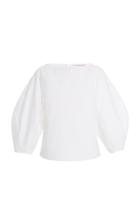 Moda Operandi Carolina Herrera Bateau Neck Wide Sleeve Cotton Top