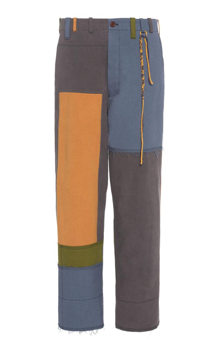 Federico Curradi Patchwork Straight-leg Cotton Pants Size: 46
