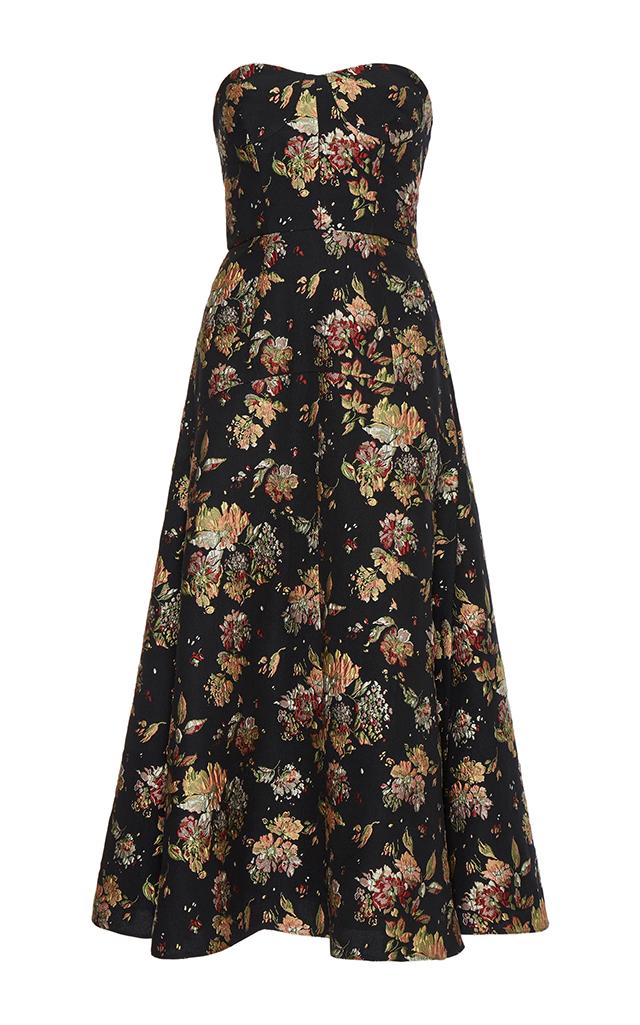 Rochas Strapless Brocade Dress