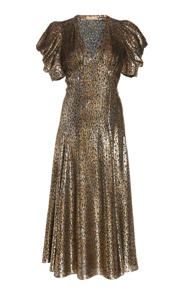Michael Kors Collection Draped Puff Sleeve Dress