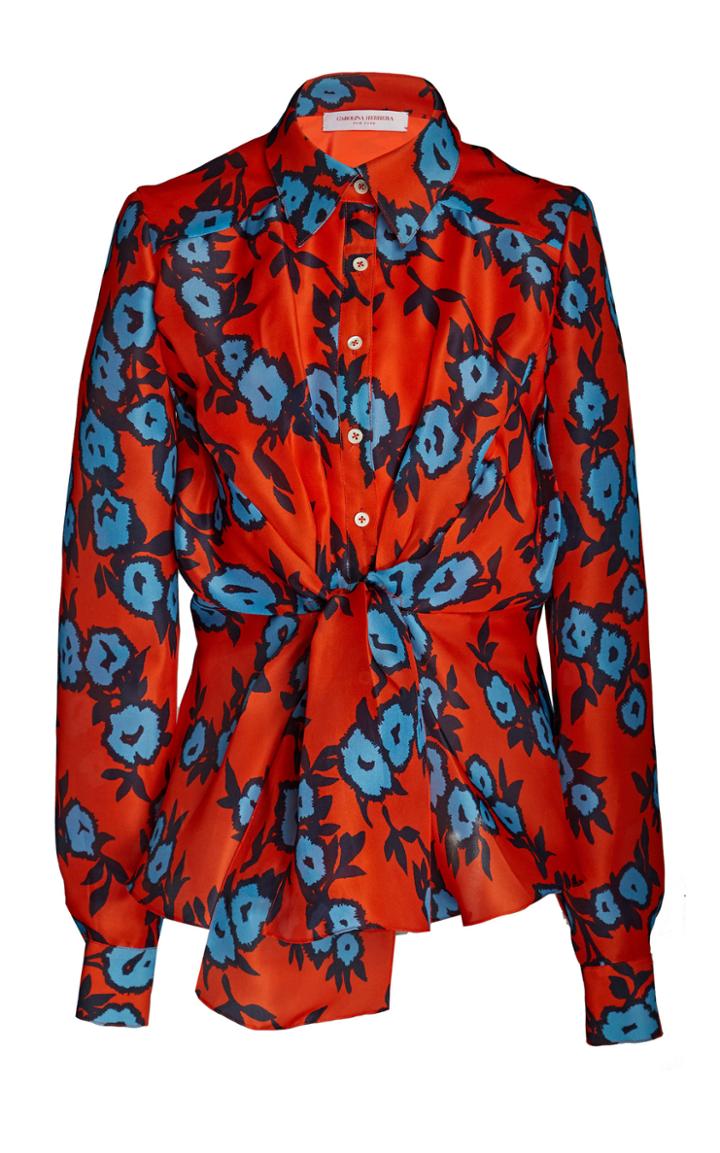 Carolina Herrera Knot Button Down Blouse