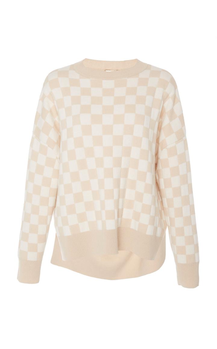 Adam Lippes Checkerboard Wool Cashmere Crewneck