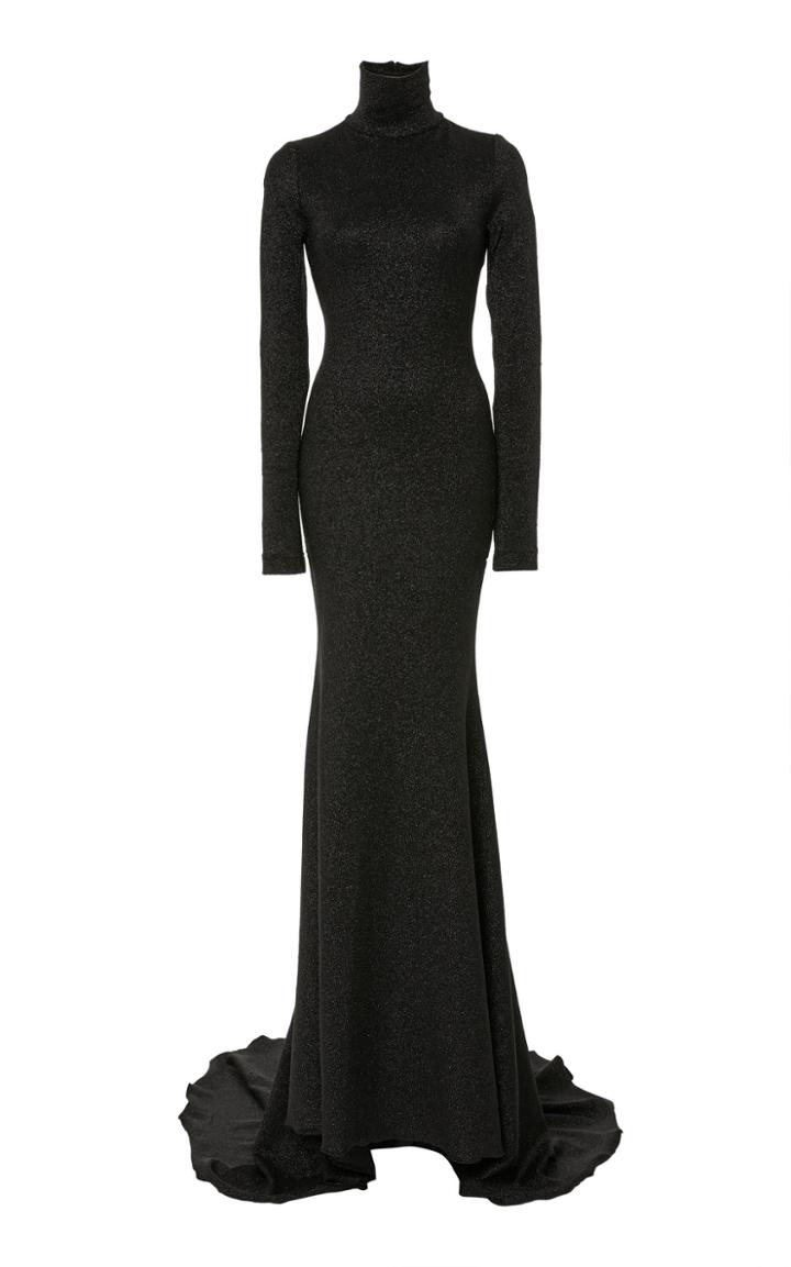 Christian Siriano Shimmer Knit Turtleneck Gown