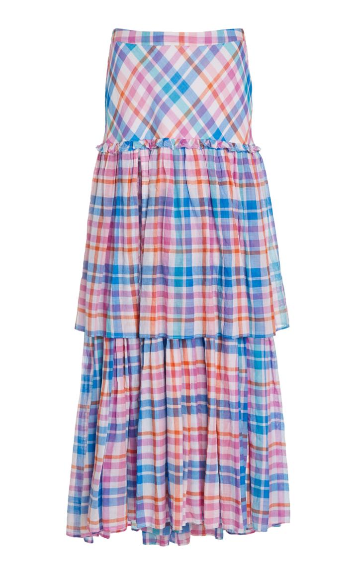 Moda Operandi Loveshackfancy Andrea Plaid Maxi Skirt