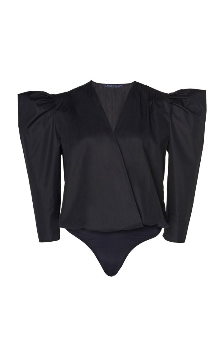 Zeynep Aray Wrap-front Cotton Body Suit