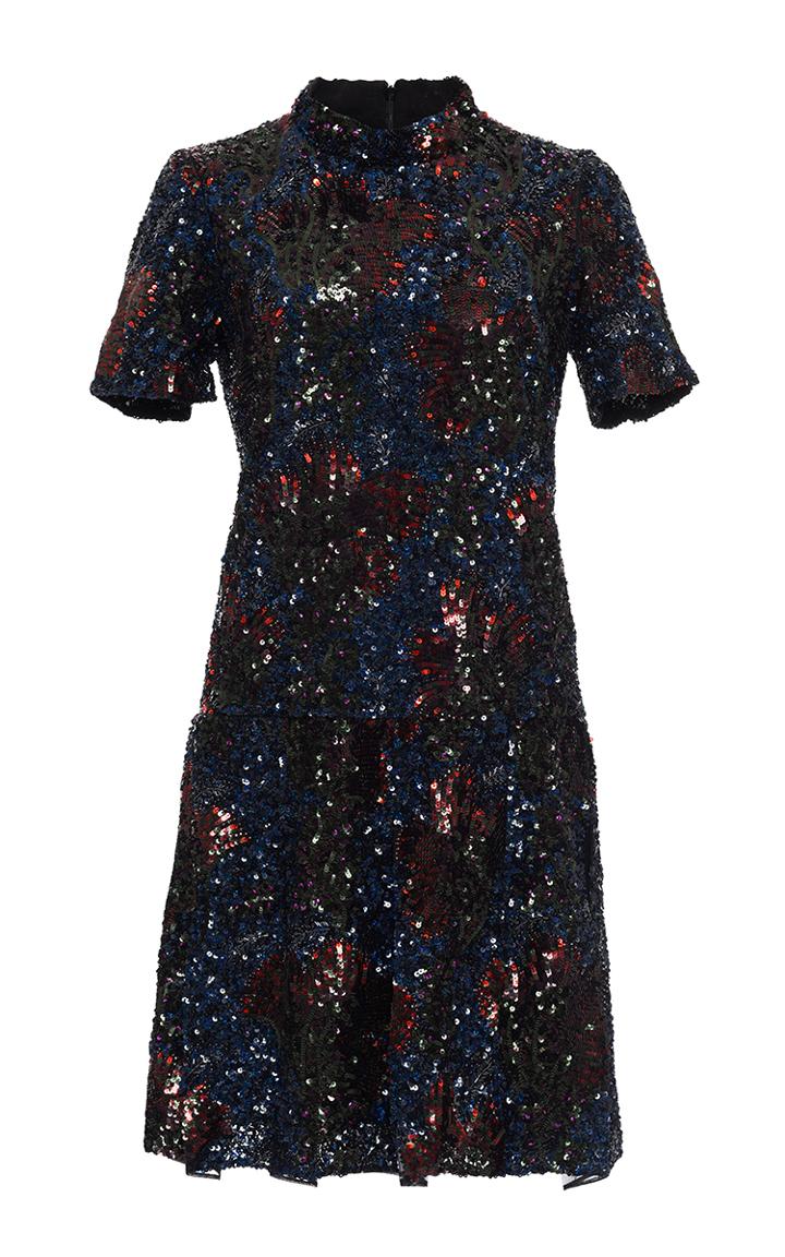 Burberry Sequin Embroidered Drop Waist Dress