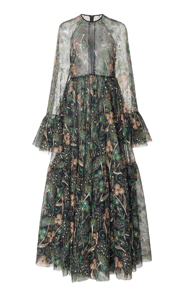 Giambattista Valli Dainty Floral Printed Chiffon Gown
