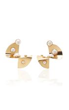 Moda Operandi Rodarte Gold Abstract Disc Shape Earrings With Pearl Details