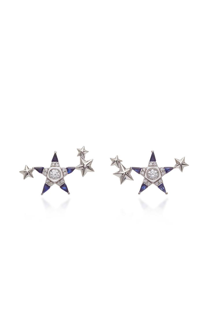 Melis Goral Mars 14k Gold Sapphire And Diamond Earrings