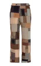 Bode Embroidered Patchwork Wool Straight-leg Pants