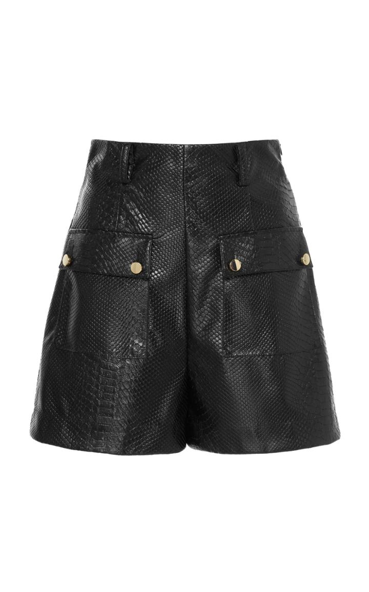 Stella Jean High Waisted Leather Shorts