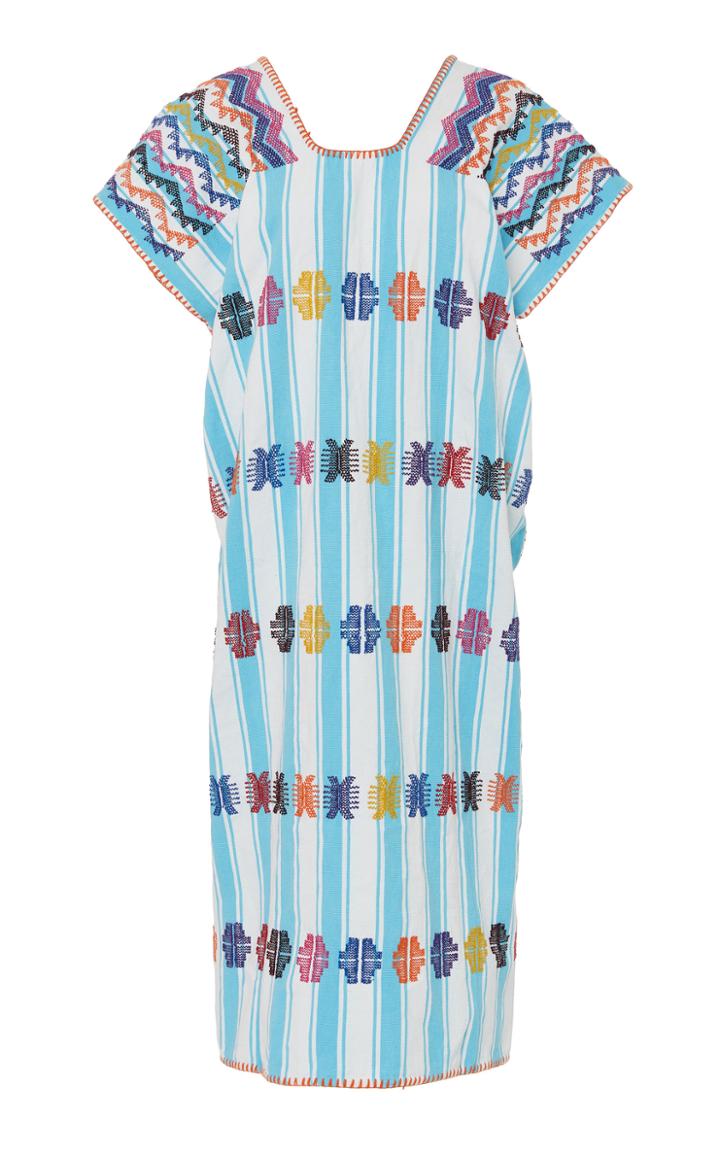 Pippa Holt Embroidered Striped Cotton Caftan