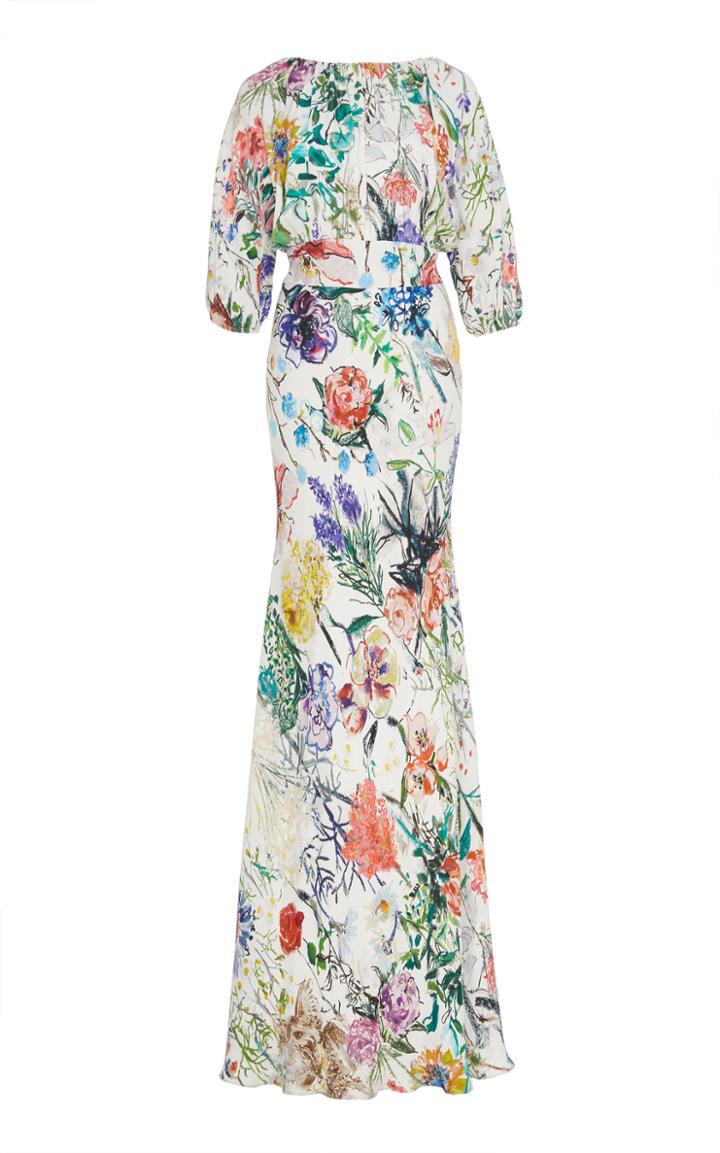 Lela Rose Floral-print Crepe Gown Size: 0