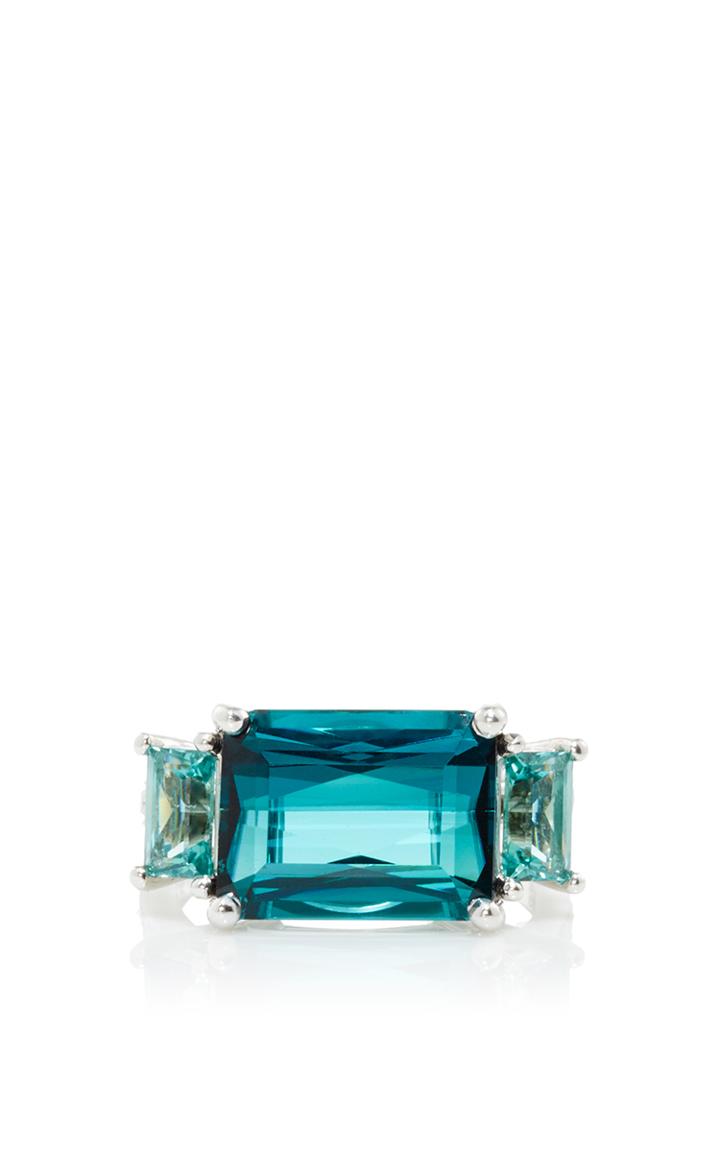 Paolo Costagli Emerald Shape Green Tourmaline Three Stone Ring