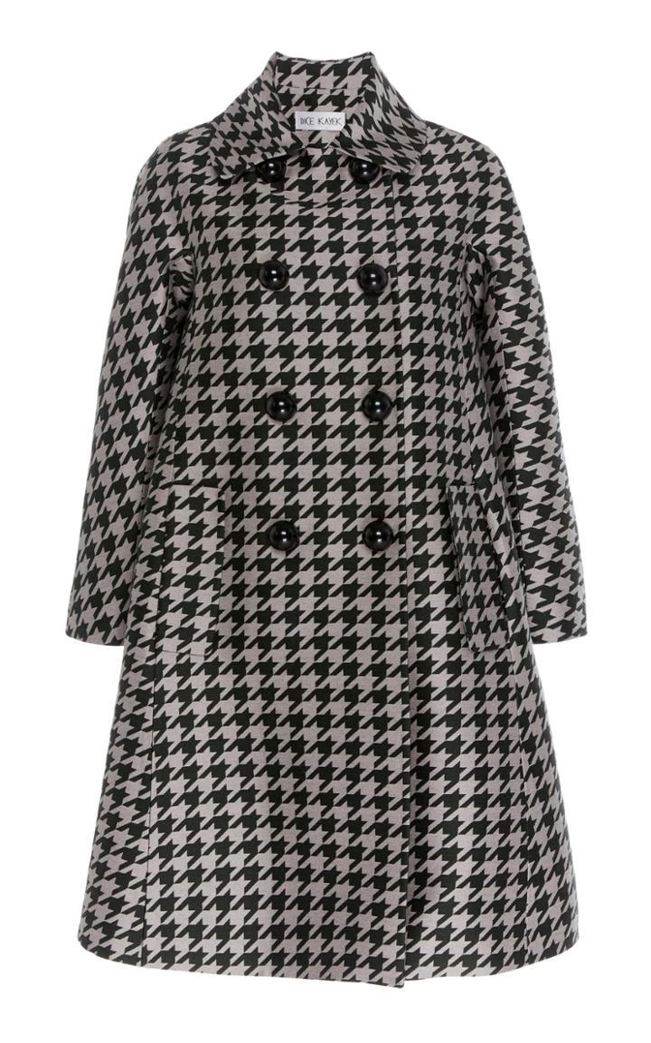 Dice Kayek Virgin Wool Houndstooth Double Breasted Peacoat