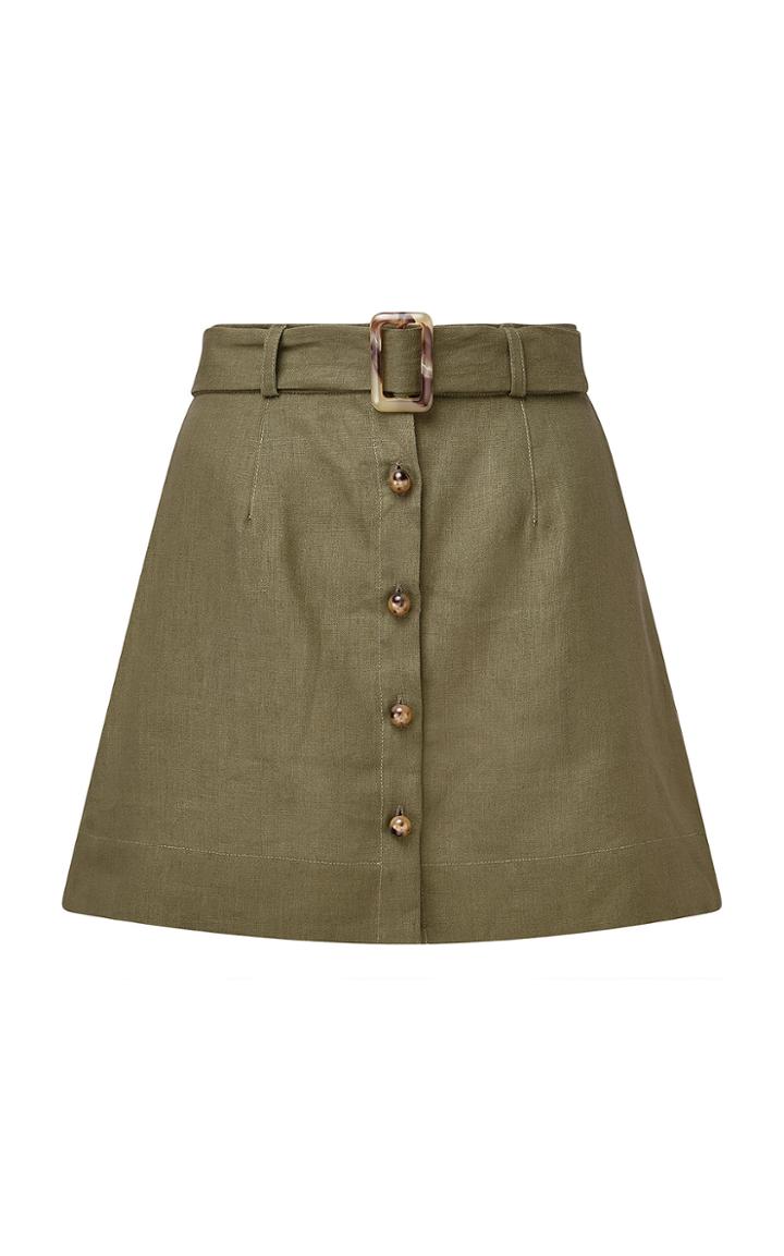 Lisa Marie Fernandez Belted Linen Mini Skirt