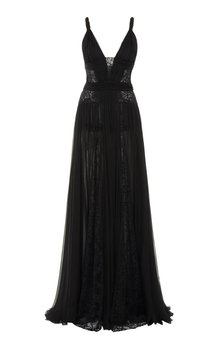 Moda Operandi Zuhair Murad Leavers Lace Detailed Organza Maxi Dress Size: 32