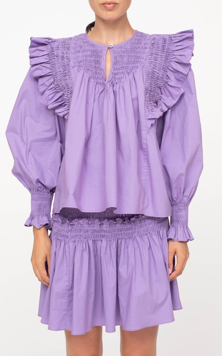 Moda Operandi Sea Varsha Ruffle-trimmed Cotton Top