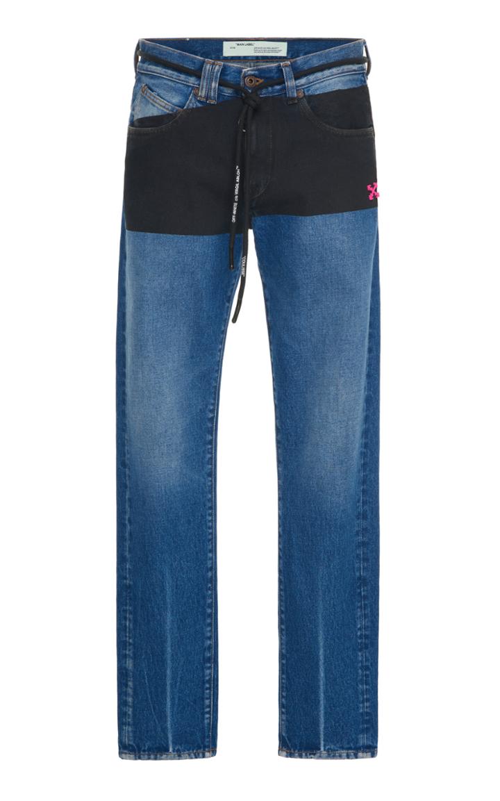 Off-white C/o Virgil Abloh Paneled Slim-fit Denim Jeans