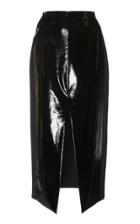 David Koma Front Slit Leather Pencil Skirt