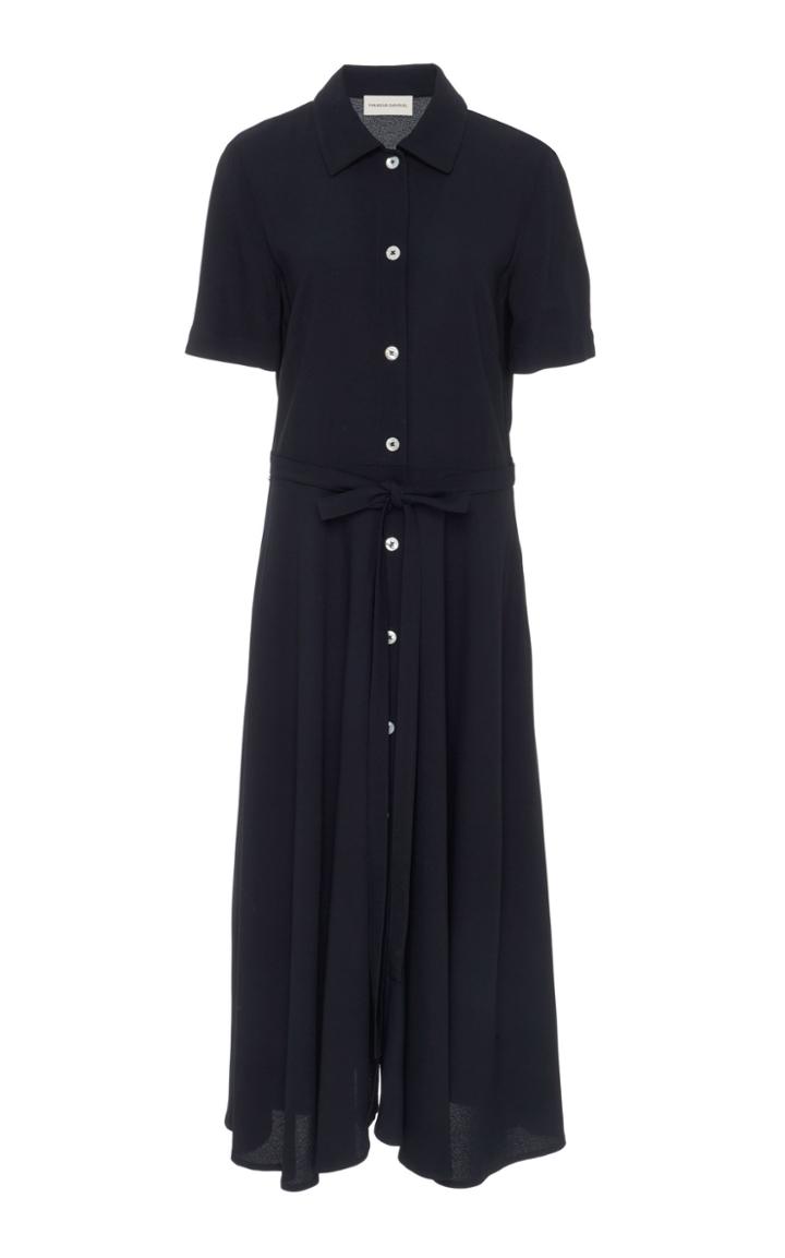 Mansur Gavriel Belted Short Sleeve Crepe Shirt Dress