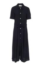 Mansur Gavriel Belted Short Sleeve Crepe Shirt Dress
