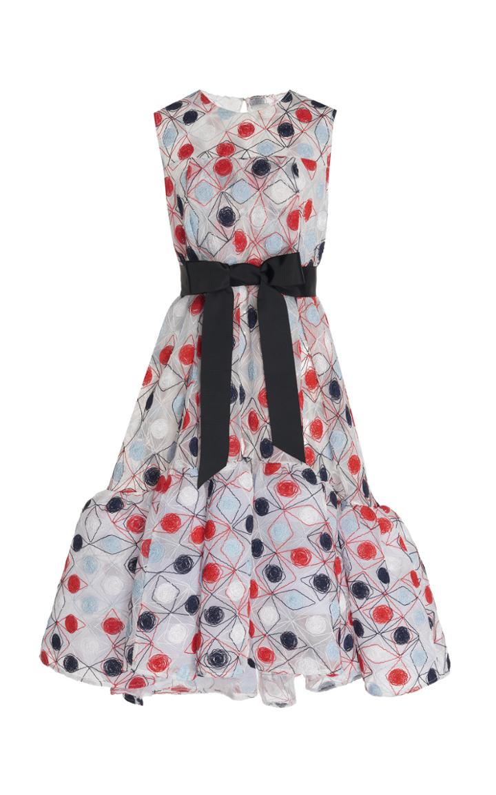 Huishan Zhang Jodie Embroidered Organza Mini Dress