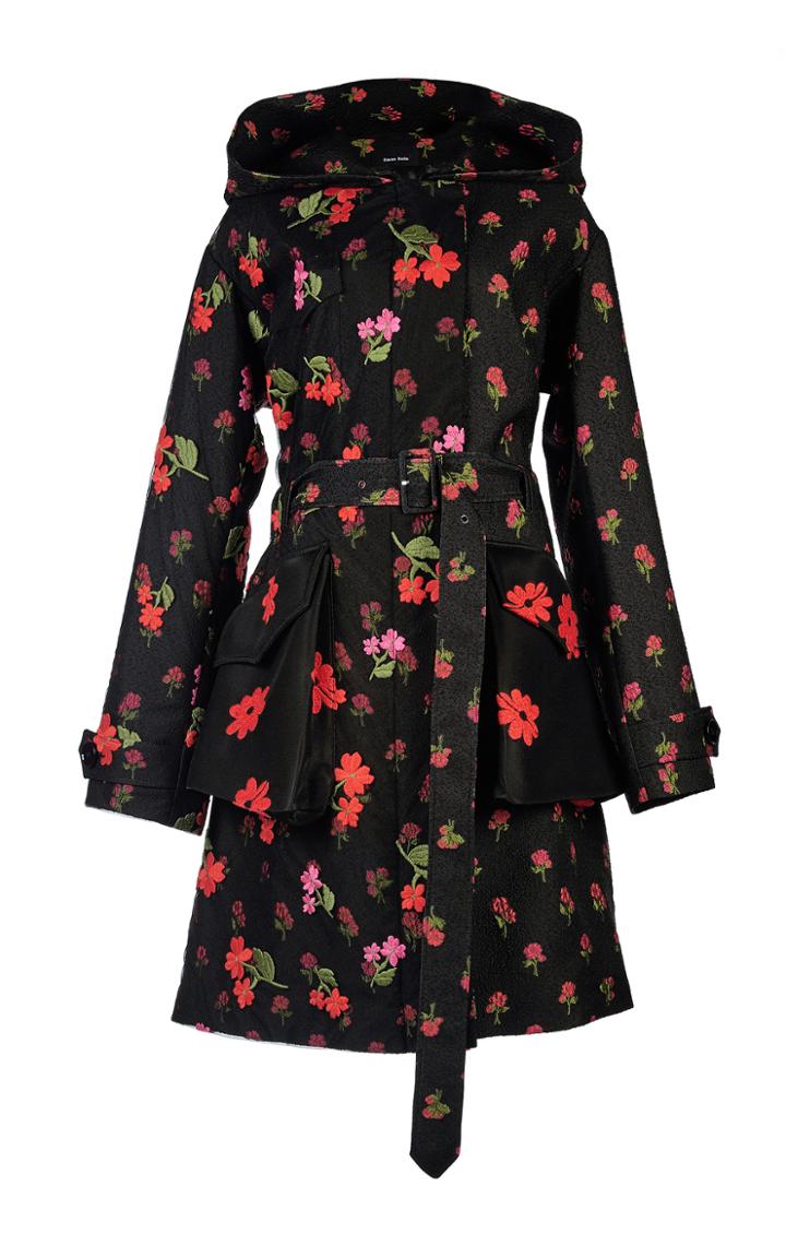 Simone Rocha Floral Embroidered Cloque Parka