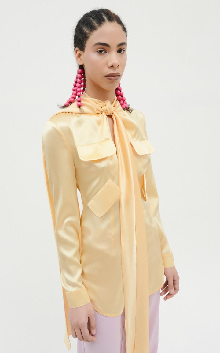 Moda Operandi Matriel Stretch Silk Satin Tie-neck Top