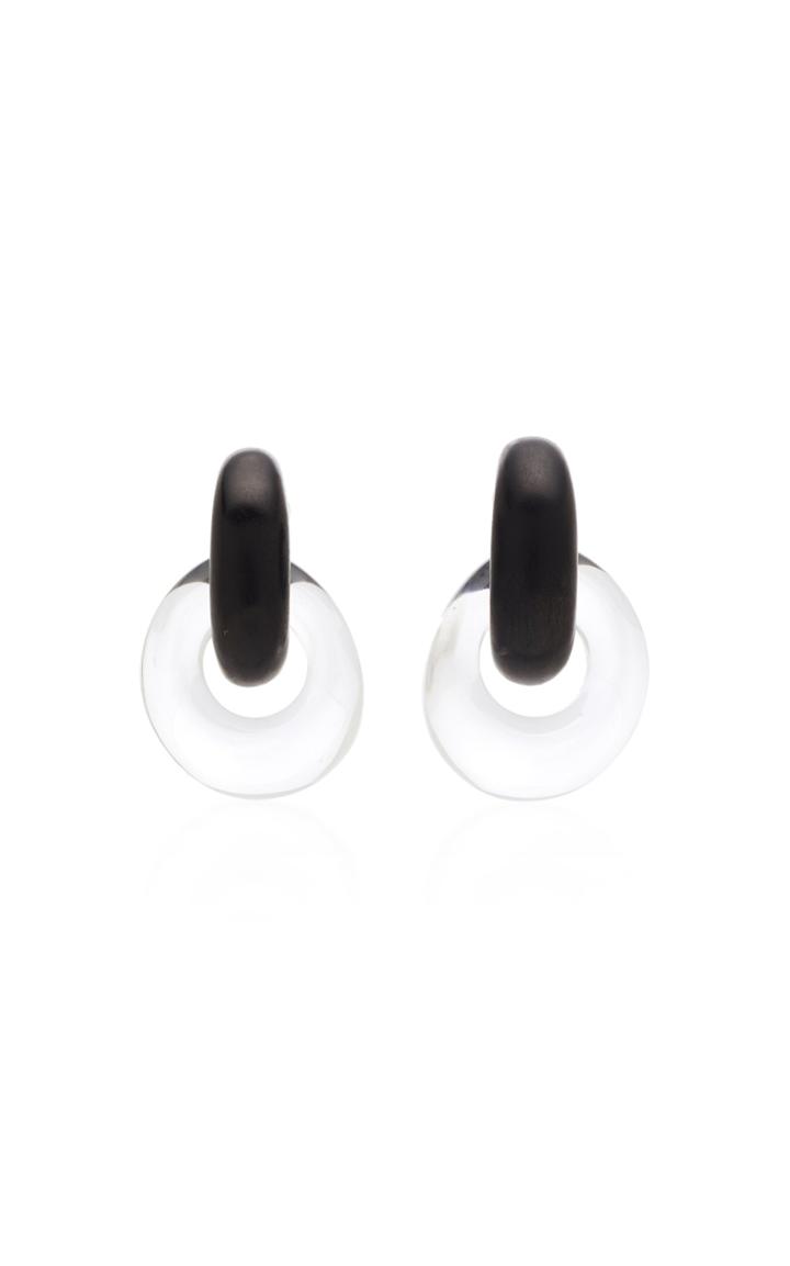 Monies Havana Wood And Acrylic Clip Earrings