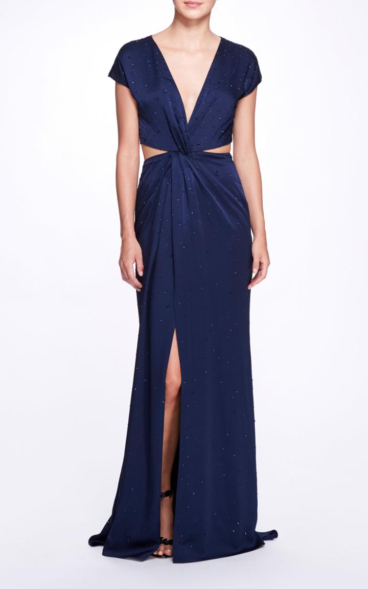Moda Operandi Marchesa Draped Satin Twist Gown
