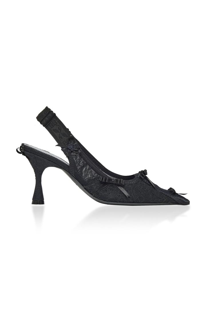 Balenciaga Linger Satin-trimmed Lace Slingback Pumps