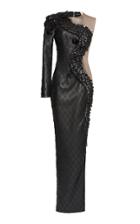 Balmain Asymmetric Dragon Embroidered Dress