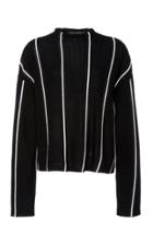 Sally Lapointe Cashmere Stripe Silk Mock Neck Sweater