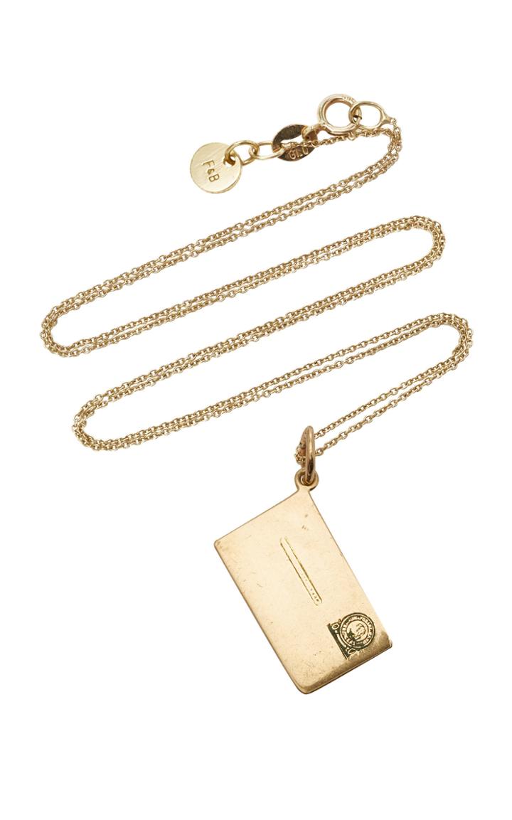 Fox And Bond Vintage 14k Gold Envelope Pendant Necklace