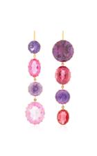 Renee Lewis Antique Amethyst Pink Tourmaline Sapphire And Garnet Waterfall Earrings
