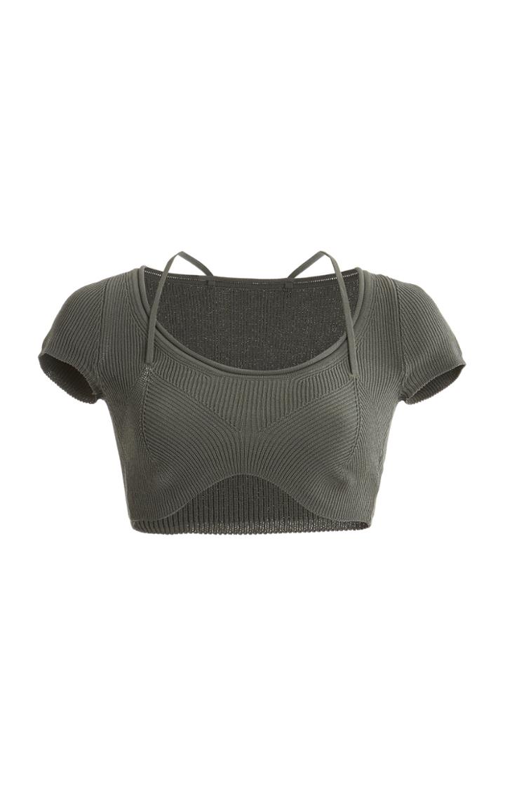 Jacquemus Lauris Ribbed-knit Crop Top