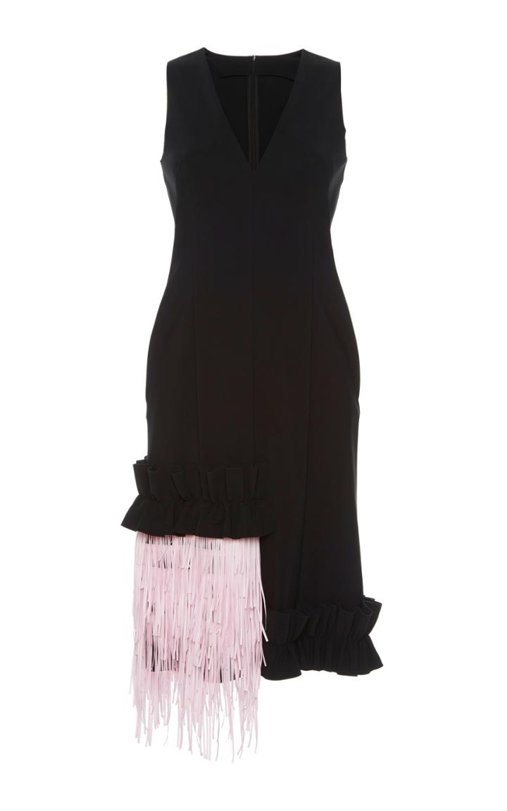 Paskal V Neck Asymmetric Fringe Hem Dress