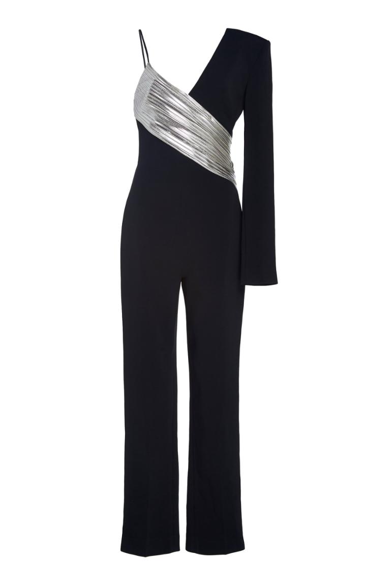David Koma Lame-trimmed One-shoulder Jumpsuit